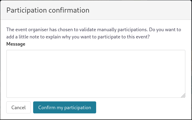 participation confirmation modal